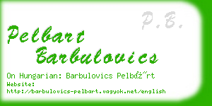 pelbart barbulovics business card